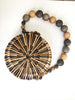 Wood Bead Shoulder Bag, Woven Circular, Round Bamboo Crossbody Totes Vintage Summer Beach Clutch