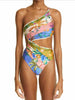 Tropical Cutout One-Shoulder One-Piece Swimsuit