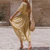 Yellow Floral Print Maxi Dress Vintage Boho Long Dress Women Summer Backless