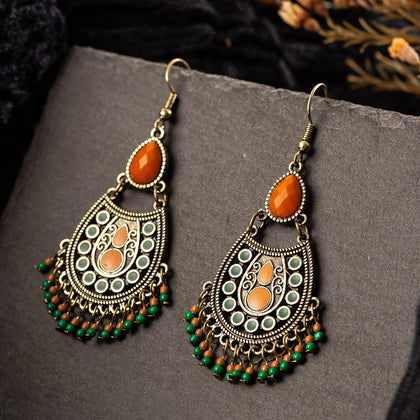 Bohemian Boho Acrylic Beads Tassel Earrings, Waterdrop Earrings