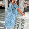 Vintage Pattern Printed Boho Maxi Long Sleeve Summer Dress