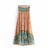 Rayon Printed Skirt For Women New Vintage Pleated  Asymmetrical Playful Lovely High Waist Seaside Vacation Beach Bohemian