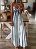 Women Maxi Long Plus Large Size Floor Length Boho Dress for Female 2020 Summer Sleeveless V Neck Print Loose Beach Casual Dress